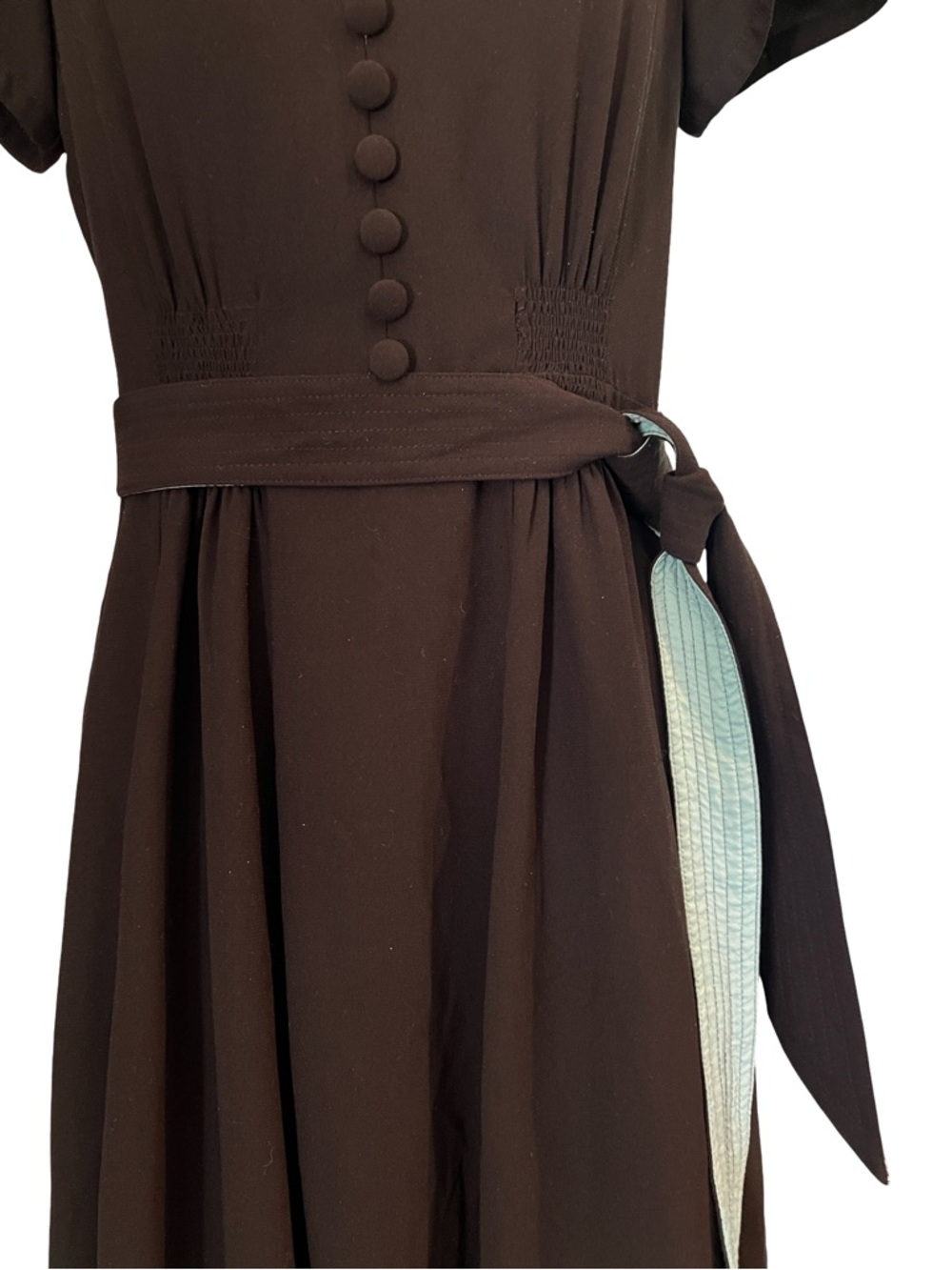 Betsey Johnson Vintage Inspired 1940s Black Mint Green Dress Size 2 - Picture 4 of 8